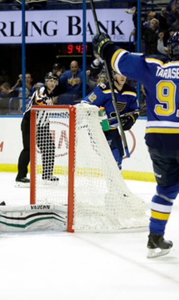 Tarasenko scores at 3:24 of OT to lift Blues past Stars
